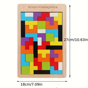 Wooden Tangram Puzzle Pattern Blocks -  Russian Block Game