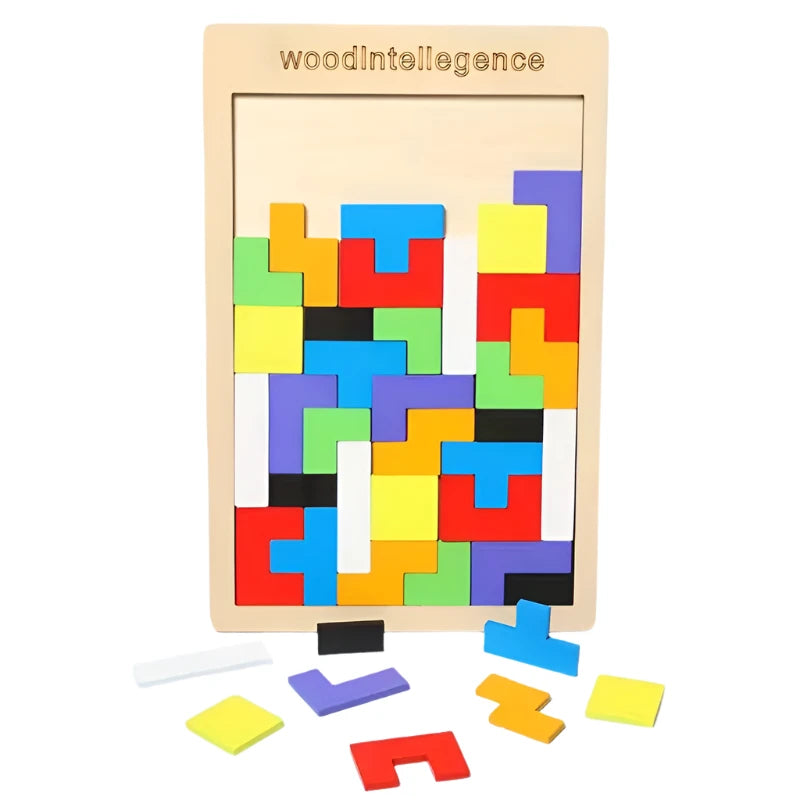 Wooden Tangram Puzzle Pattern Blocks -  Russian Block Game