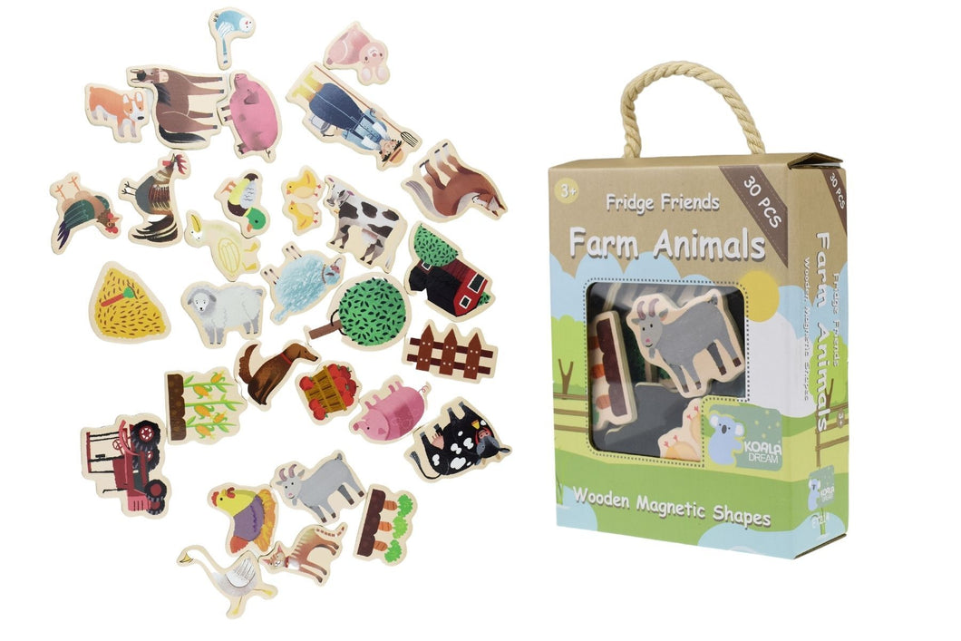 Koala Dream - 30 Pcs Wooden Magnetic Farmyard and Animals