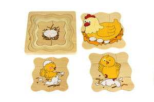 Kaper Kidz - Wooden Chicken 4 layers puzzle