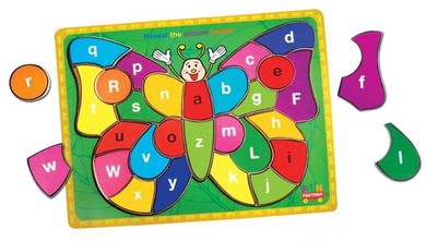 Fun Factory - Raised Wooden Puzzle Lower Alphabet -Butterfly