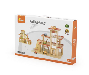 Viga Wooden Multi Level Parking Garage and Gas Station