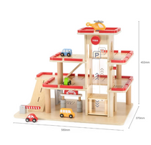 Viga Wooden Multi Level Parking Garage and Gas Station