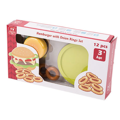 12 pcs Wooden Hamburger with Onion Rings Set