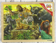 Fun Factory - 48 Pcs large Wooden JUNGLE ANIMALS Jigsaw Puzzle